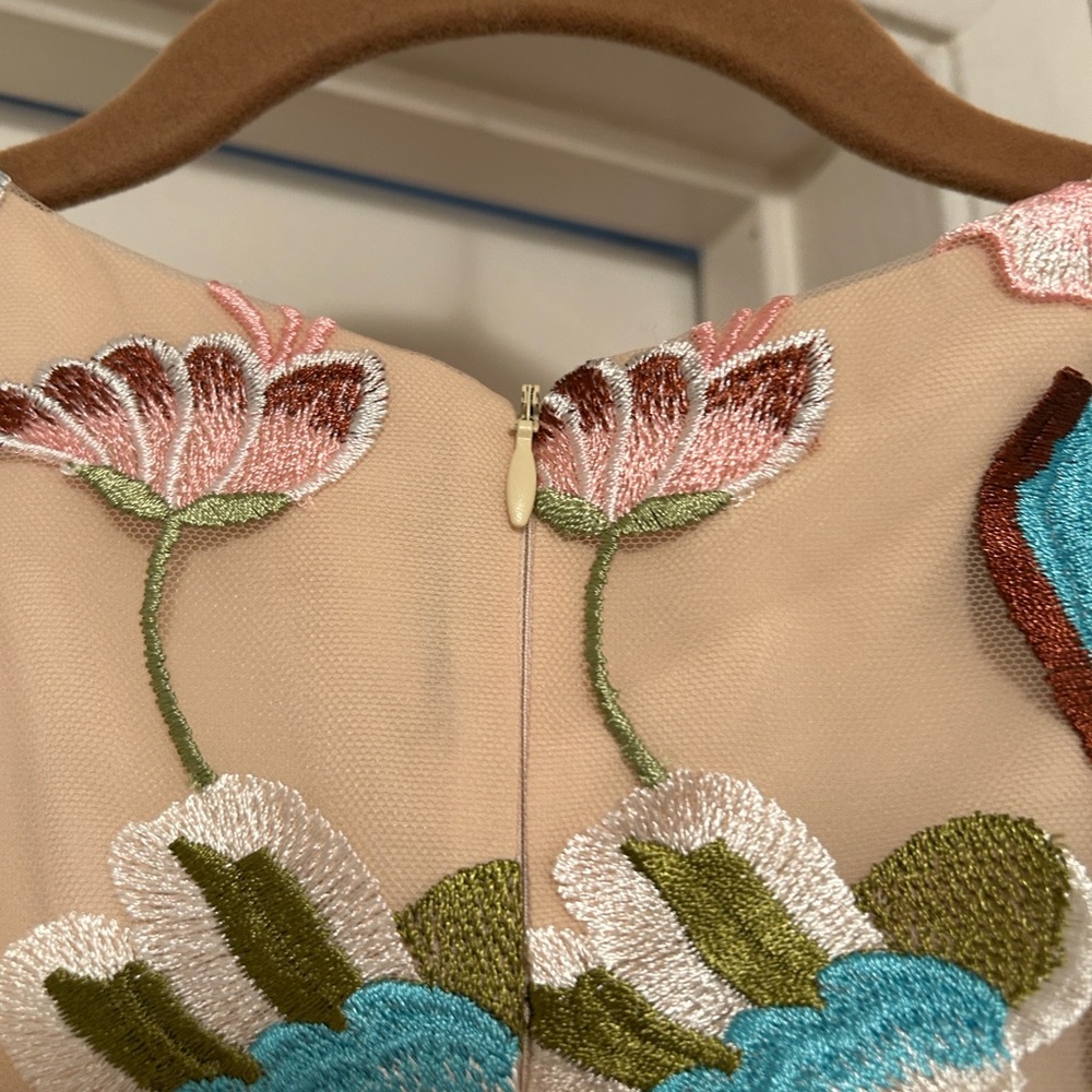 Naked dress.  Beige Maxi Dress with Multicolor Floral Embroidery - Picture 9 of 12